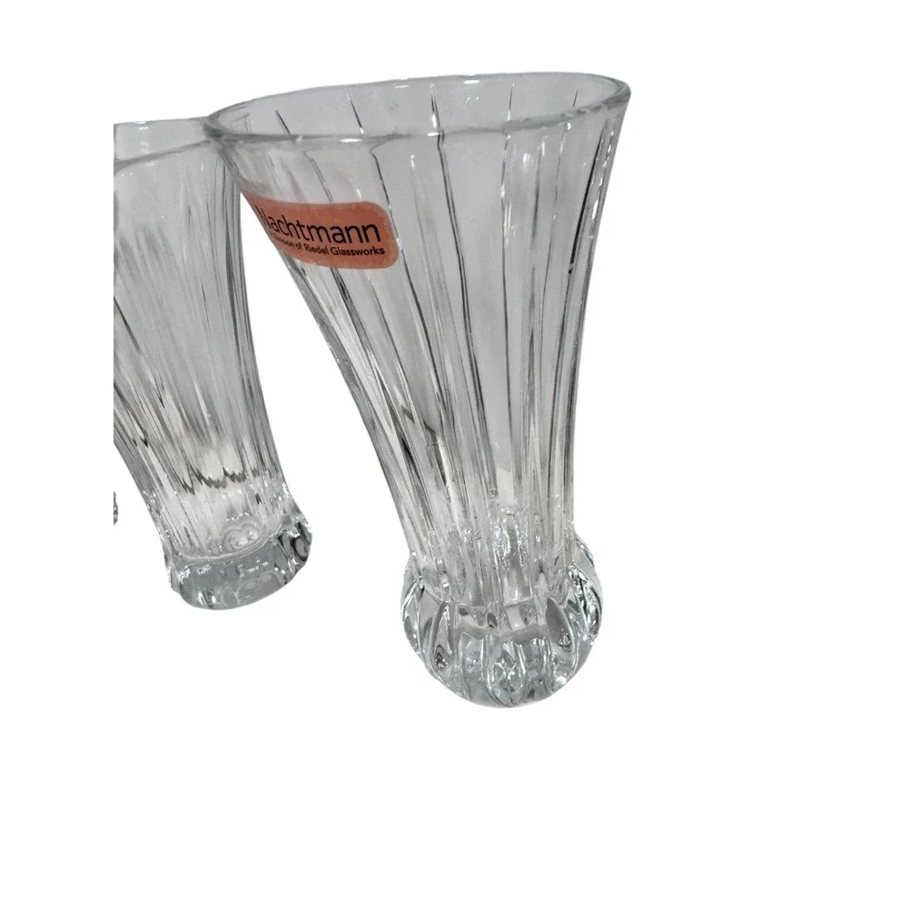 Set of 3 Nachtmann Crystal Bud Vases Germany Clear Cut Glass Vintage Flowers‎